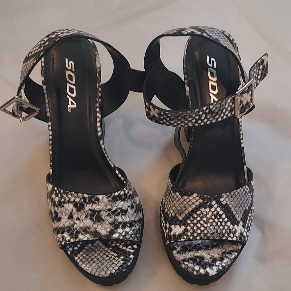 Soda Women Platform Block Mid Heel Sandal